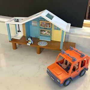 Blue Playhouse with Jeep and Bluey